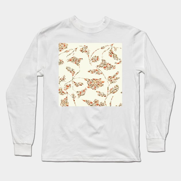 floral pattern on cream no 2 Long Sleeve T-Shirt by bywhacky